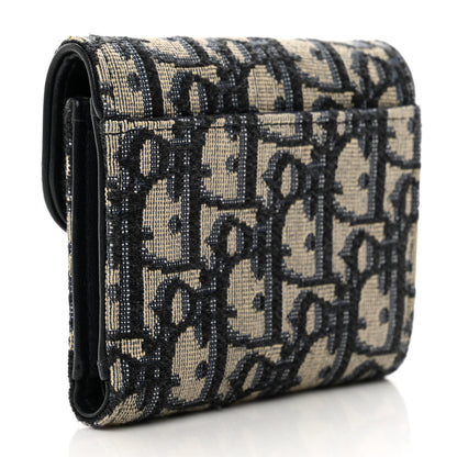 Christian Dior Oblique Saddle Lotus Wallet Blue 3 of 8
