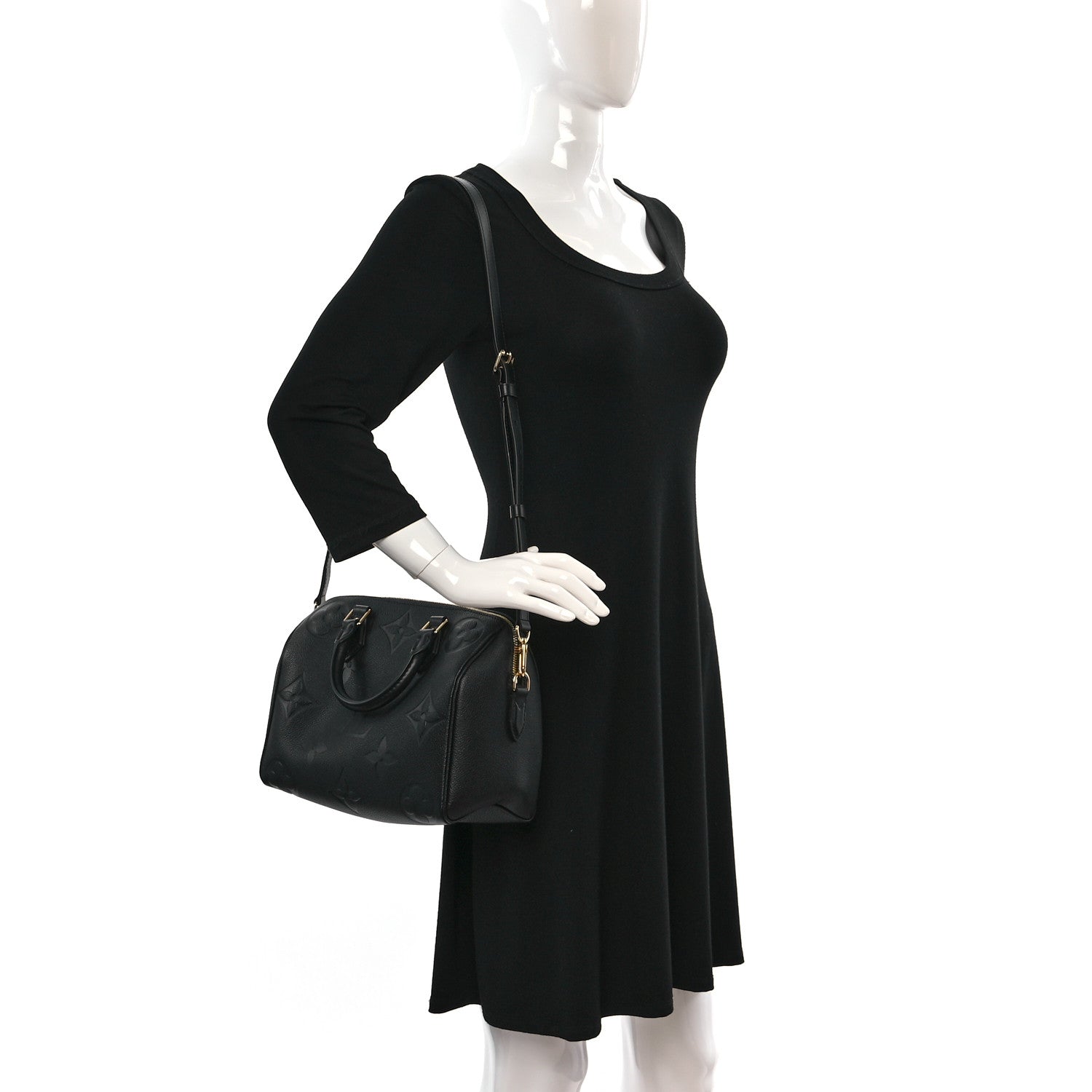 Louis Vuitton Empreinte Monogram Giant Speedy Bandouliere 25 Black 2 of 9