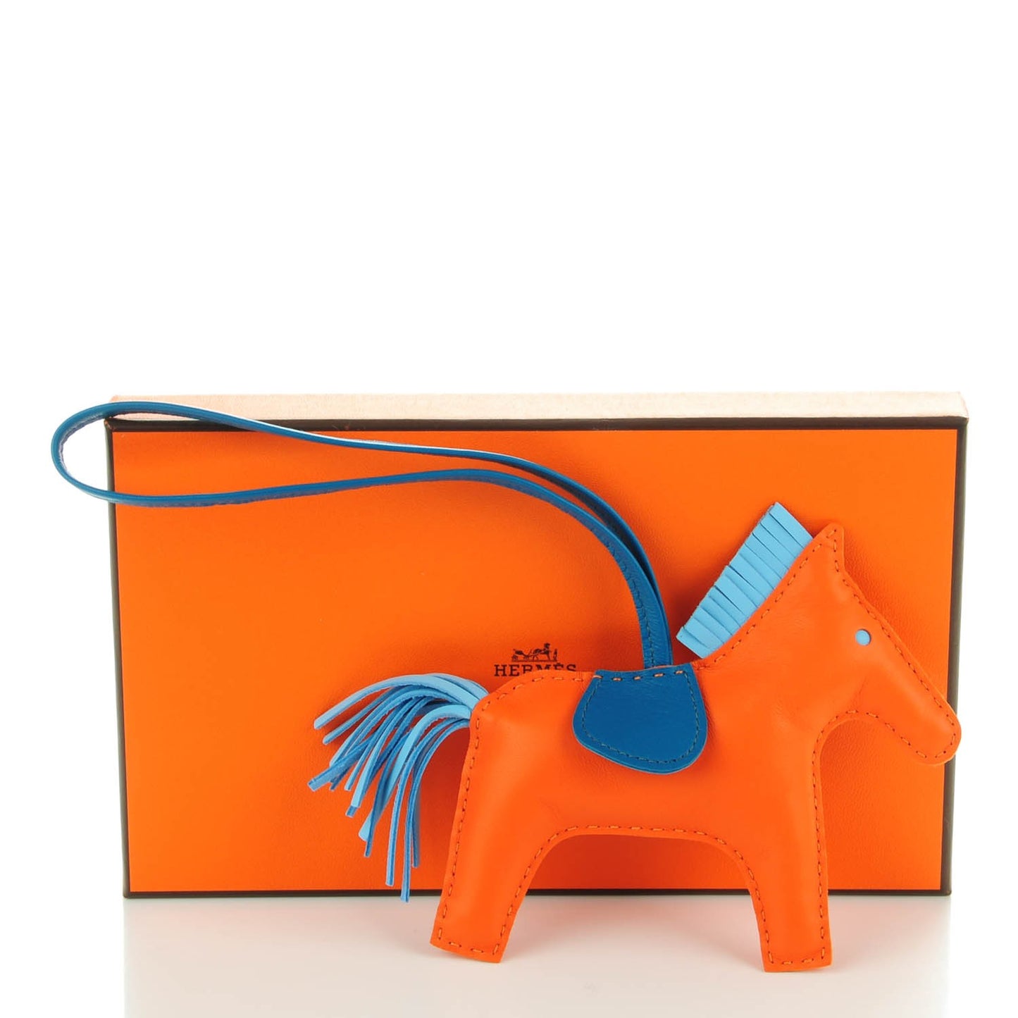 Milo Lambskin Grigri Rodeo Horse Bag Charm MM Feu Celeste Bleu Izmir