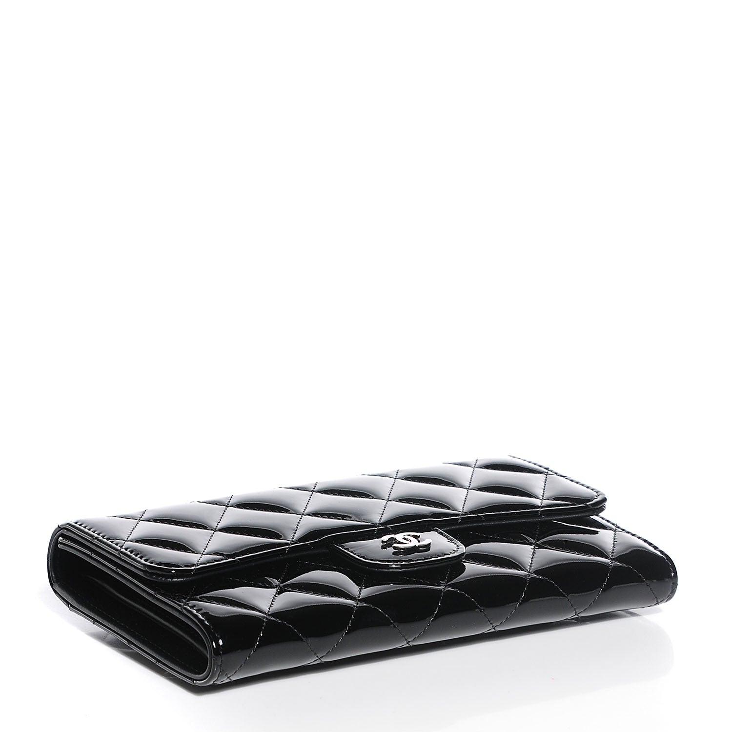 Chanel Patent Calfskin Quilted Large Flap Wallet Black 4 of 7