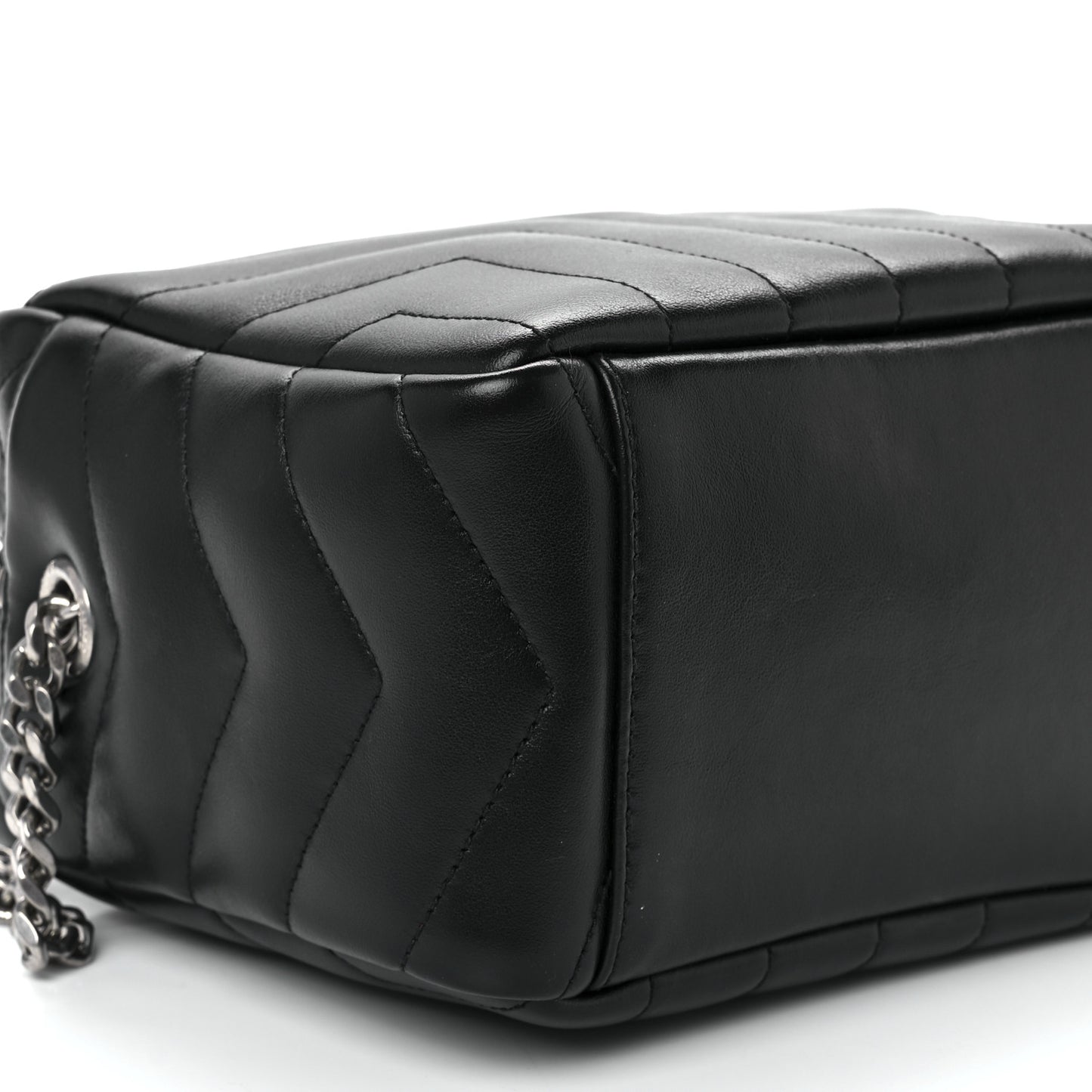 Calfskin Y Quilted Monogram Small Loulou Bowling Bag Black