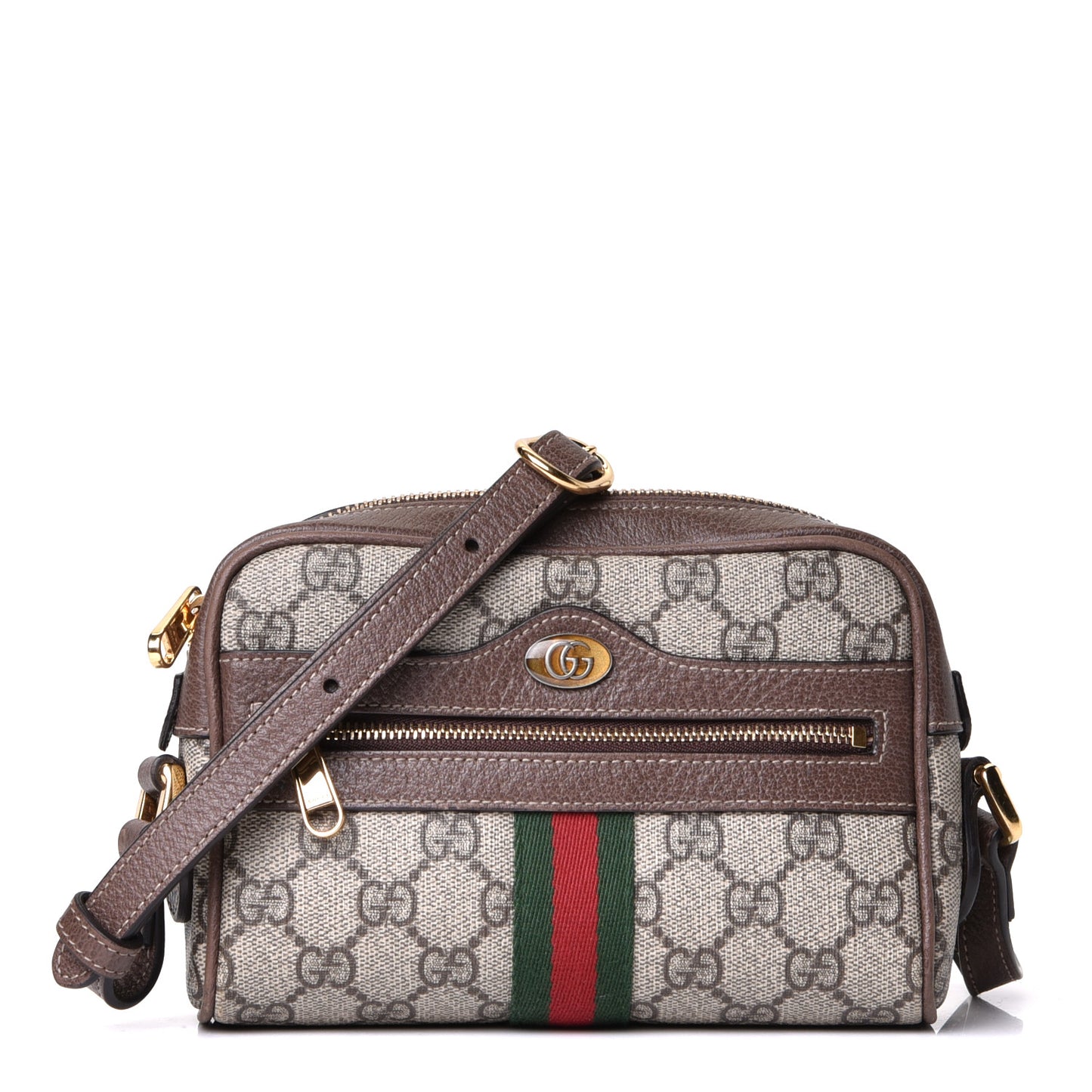GG Supreme Monogram Web Mini Ophidia Shoulder Bag Brown
