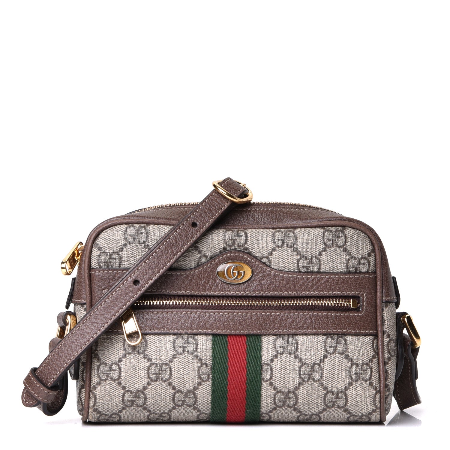 Gucci GG Supreme Monogram Web Mini Ophidia Shoulder Bag Brown 1 of 5