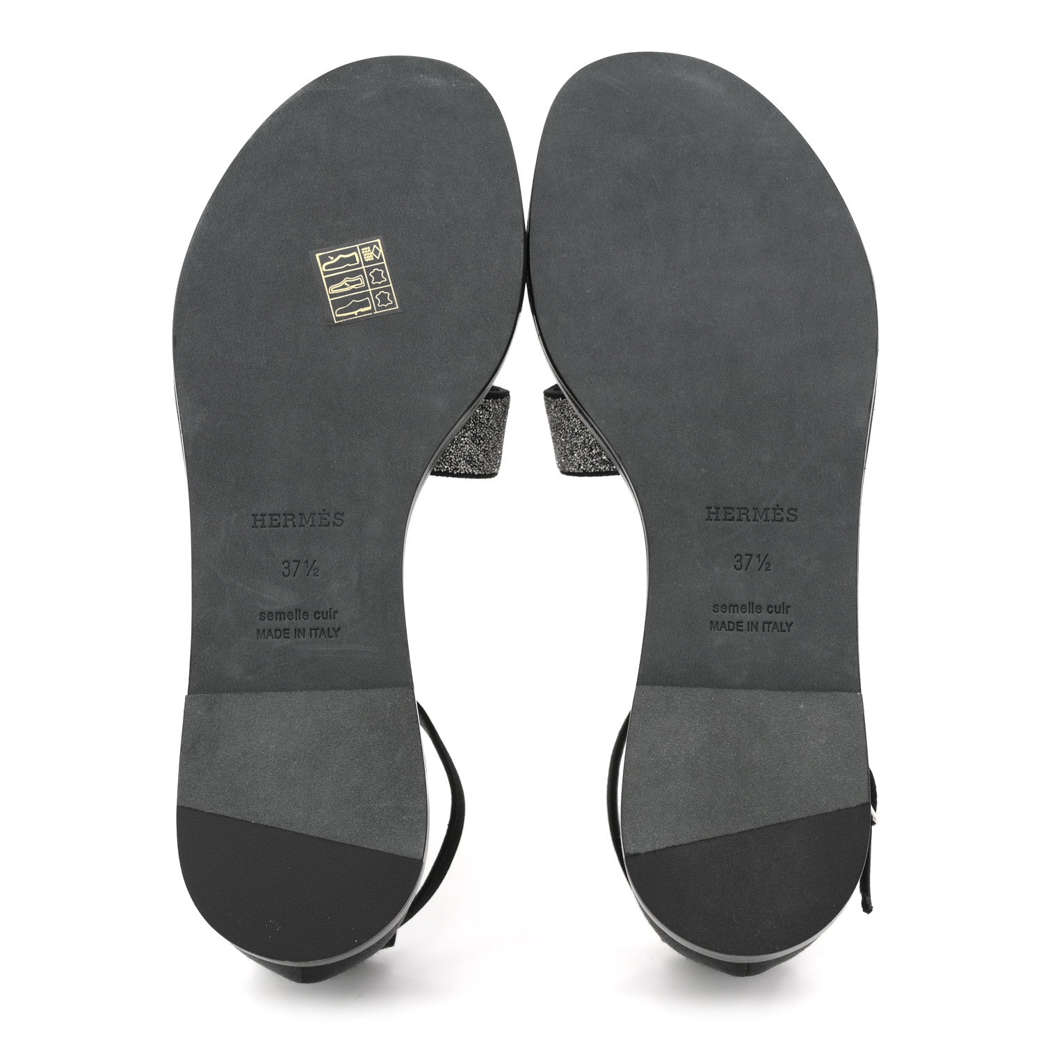Hermes Satin Crystal Santorini Sandals 37.5 Black 6 of 11