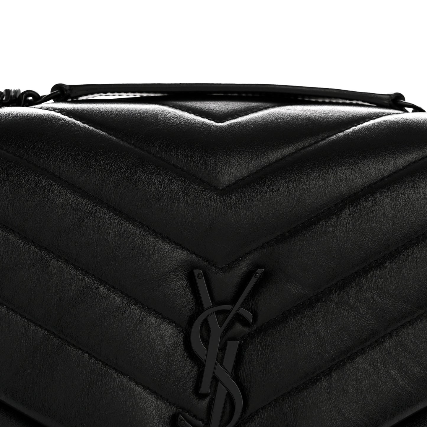 Calfskin Y Quilted Monogram Monochrome Medium Loulou Chain Satchel Black