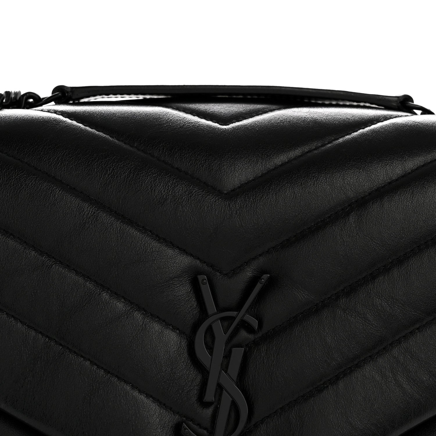 Saint Laurent Calfskin Y Quilted Monogram Monochrome Medium Loulou Chain Satchel Black 8 of 13