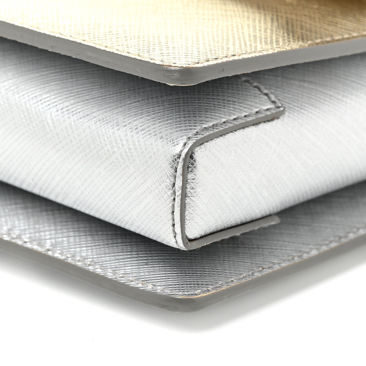 Salvatore Ferragamo Metallic Hammered Calfskin Vara Bow Chain Flap Crossbody Silver Gold 19 of 23