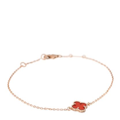 Van Cleef & Arpels 18K Rose Gold Carnelian Sweet Alhambra Bracelet 1 of 6