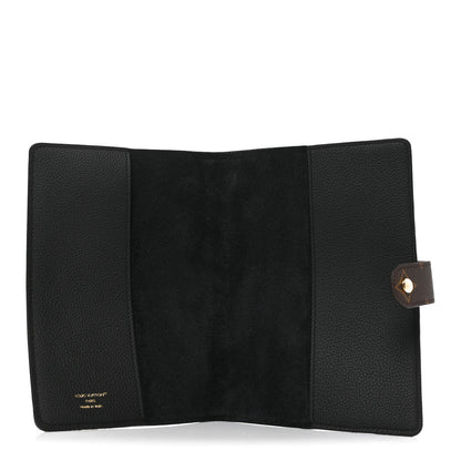 Louis Vuitton Grained Calfskin Monogram Charles Notebook Cover MM Black 5 of 6