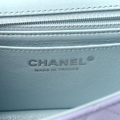 Chanel Perforated Lambskin Quilted Mini Rectangular Flap Light Blue Light Purple White 6 of 9