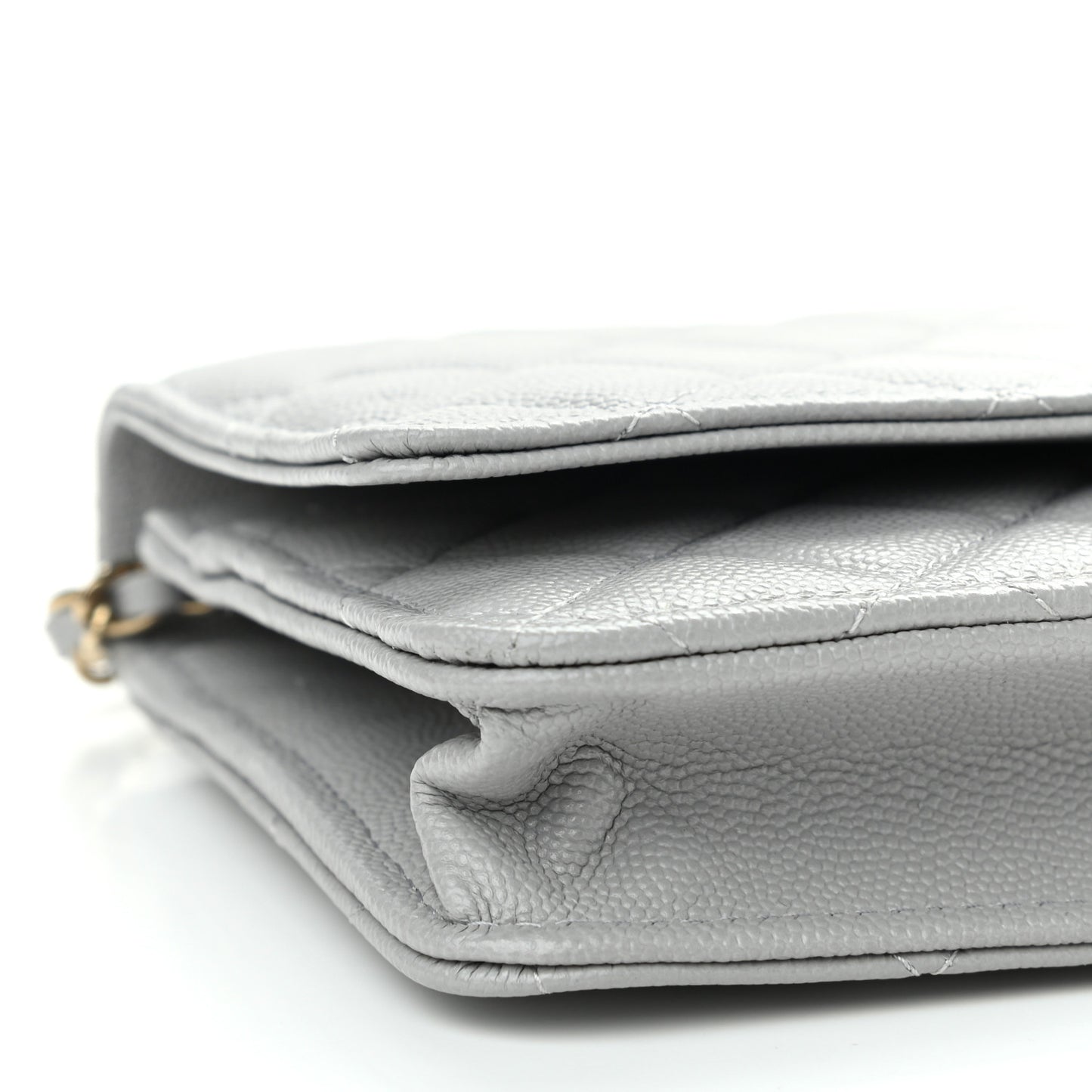 Caviar Quilted Wallet On Chain WOC Grey