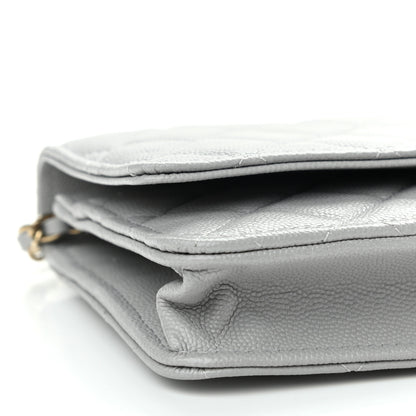 Chanel Caviar Quilted Wallet On Chain WOC Grey 10 of 12