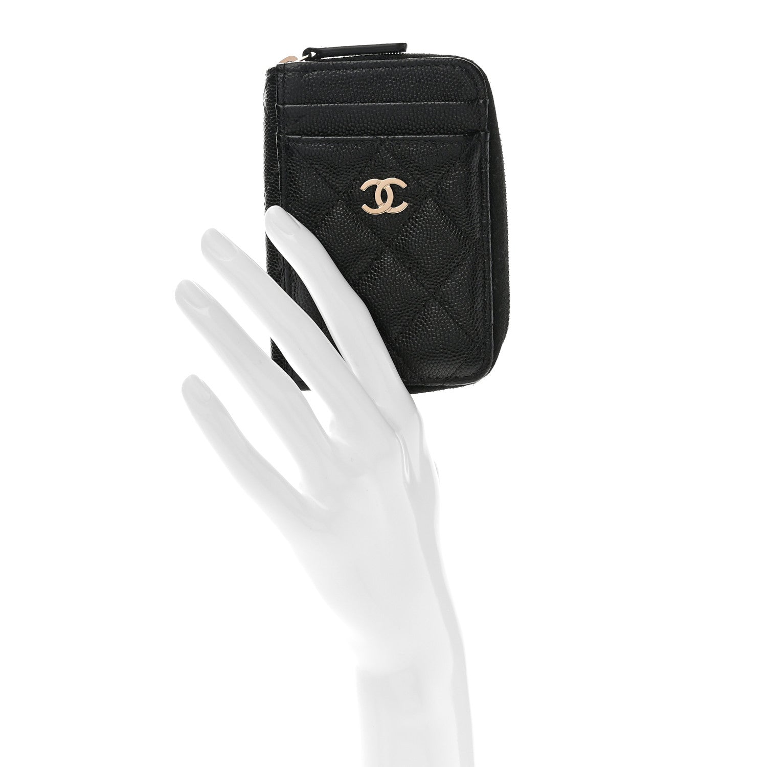 Chanel Caviar Quilted Zip Card Holder Black 2 of 7