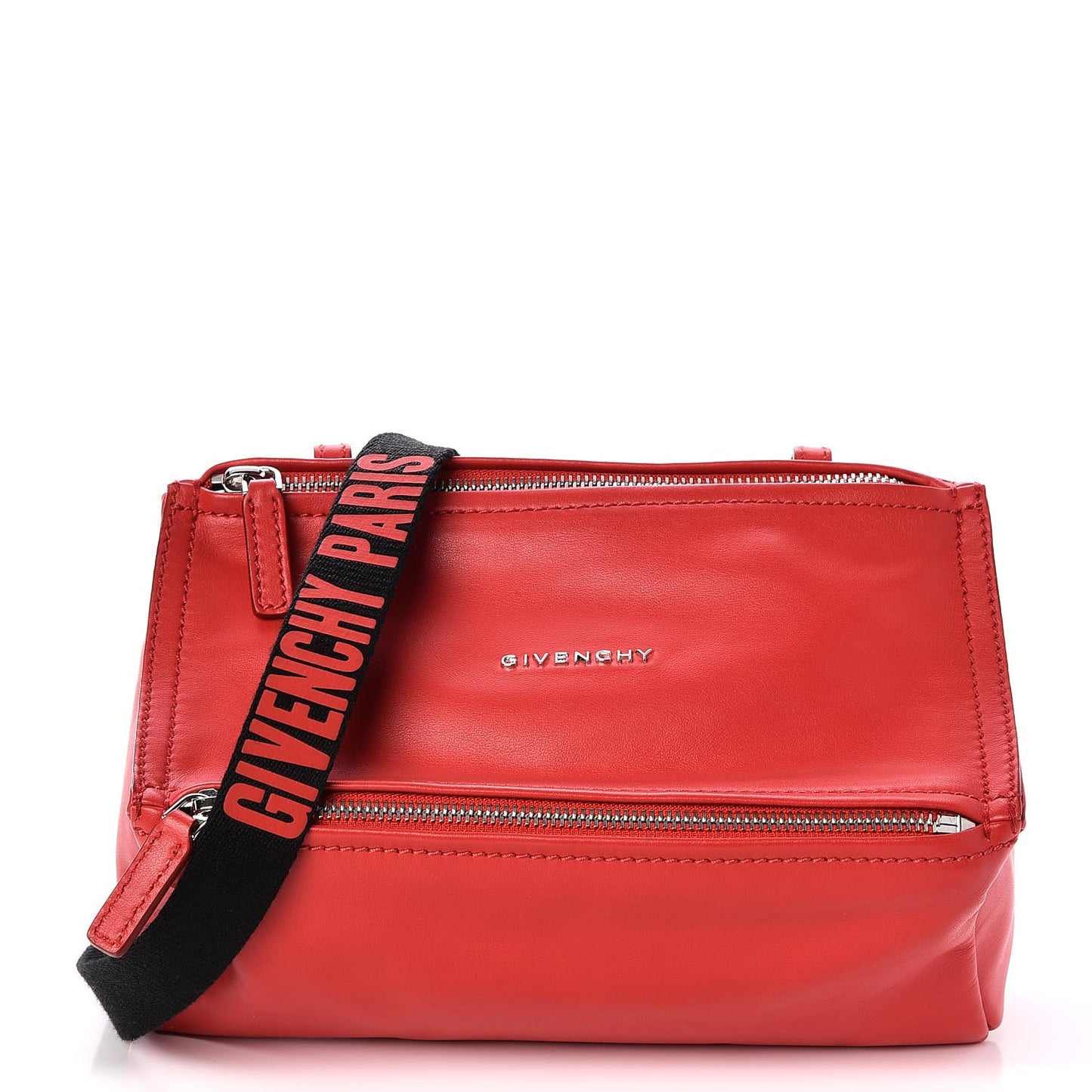 Calfskin Mini Pandora Logo Strap Medium Red
