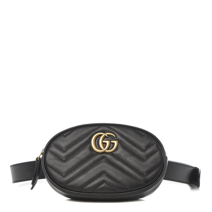 Gucci Calfskin Matelasse GG Marmont Belt Bag 95 38 Black 1 of 10