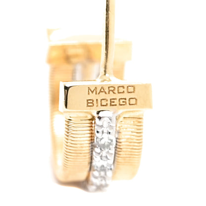 Marco Bicego 18K Yellow White Gold Diamond Masai Coil Hoop Earrings 5 of 6