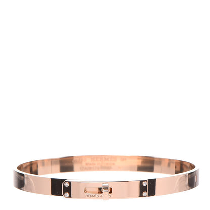 Hermes 18K Rose Gold Diamond Kelly PM Bangle Small 1 of 6