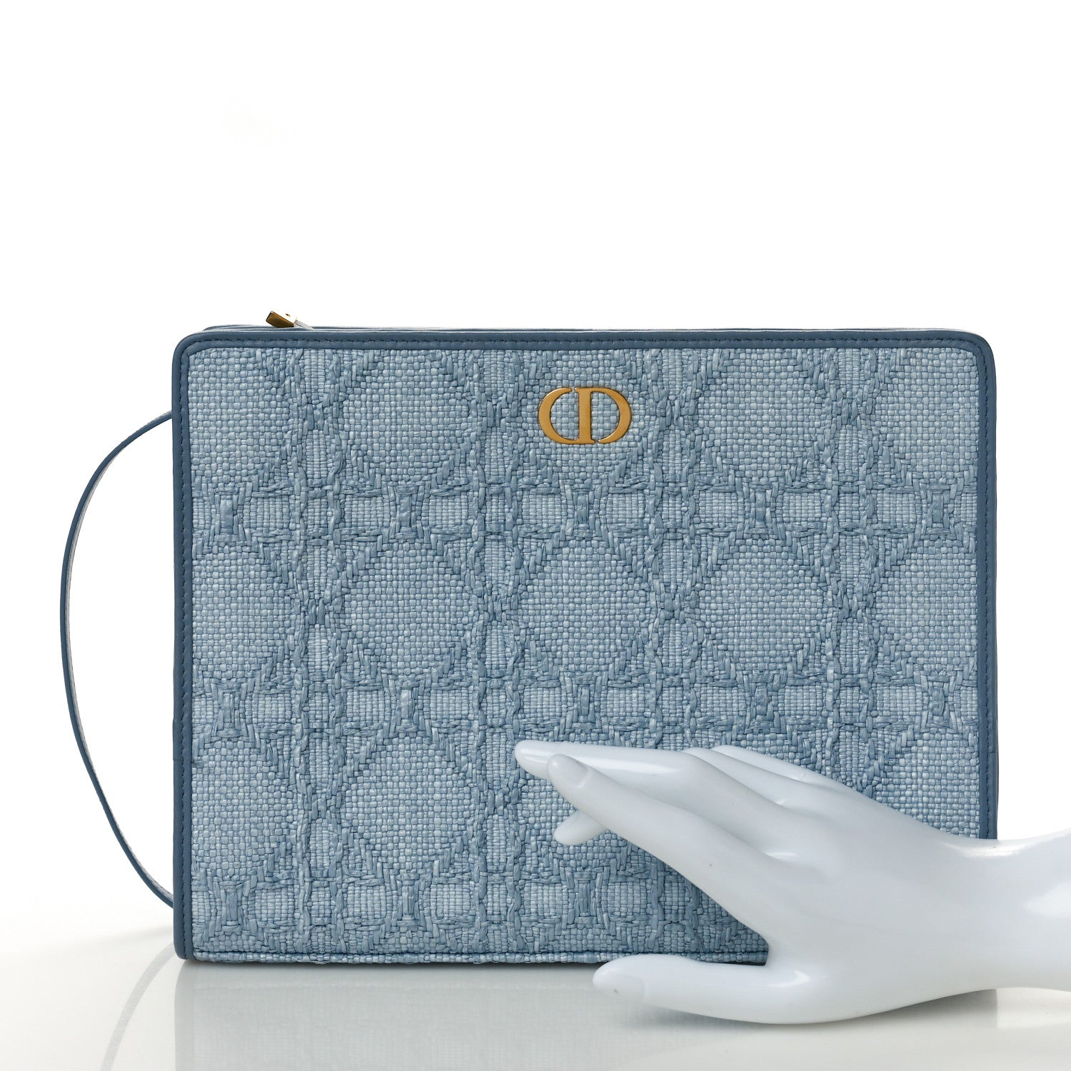 Christian Dior Raffia Cannage 30 Montaigne Dea Pouch Celestial Blue 2 of 10