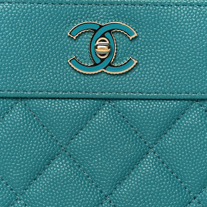 Chanel Caviar Quilted Small Vintage Mademoiselle Cosmetic Case Turquoise 7 of 8