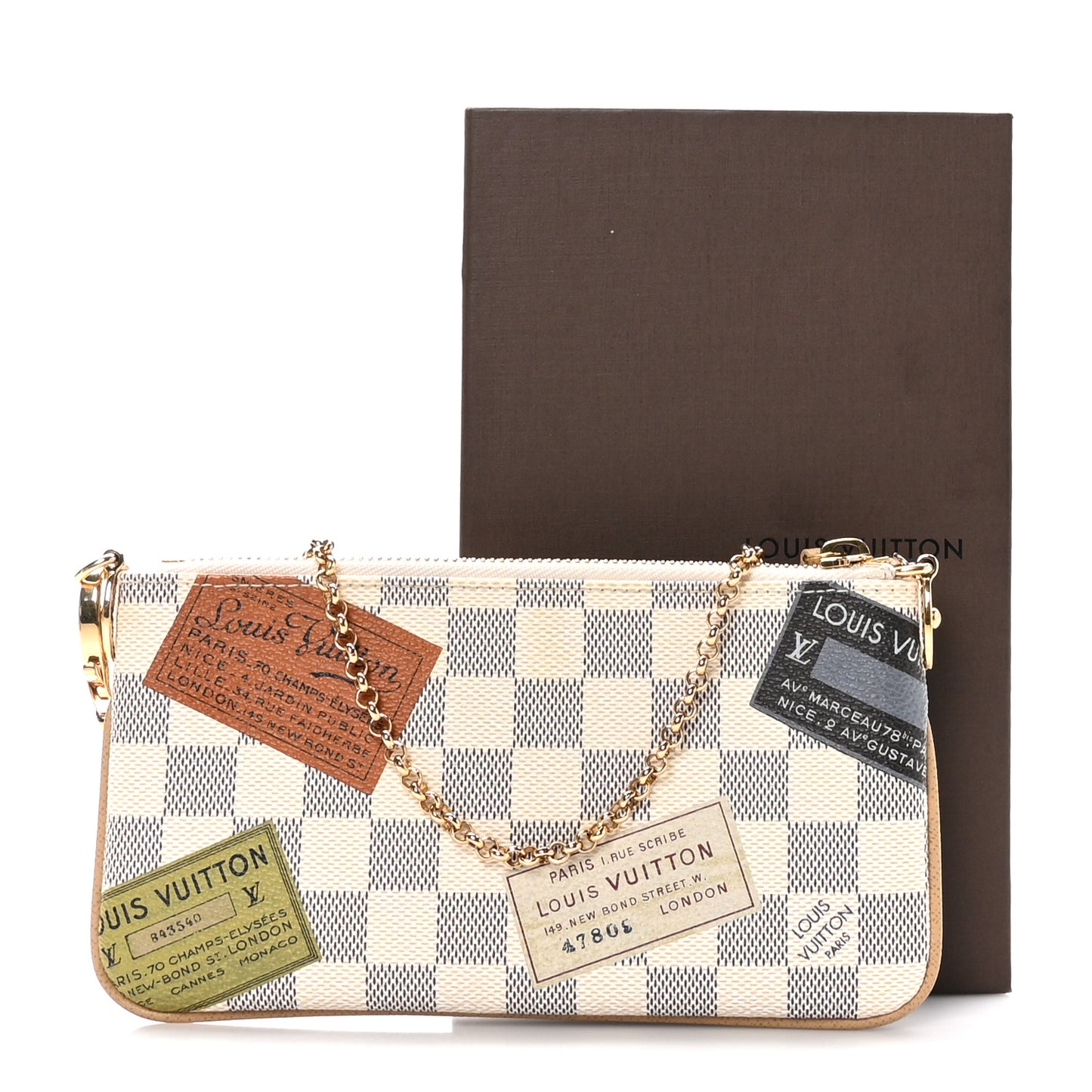 Damier Azur Trunks Labels Pochette Milla MM