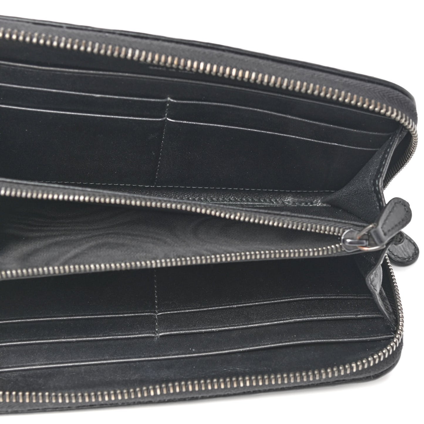 Nappa Intrecciato Zip Around Wallet Black