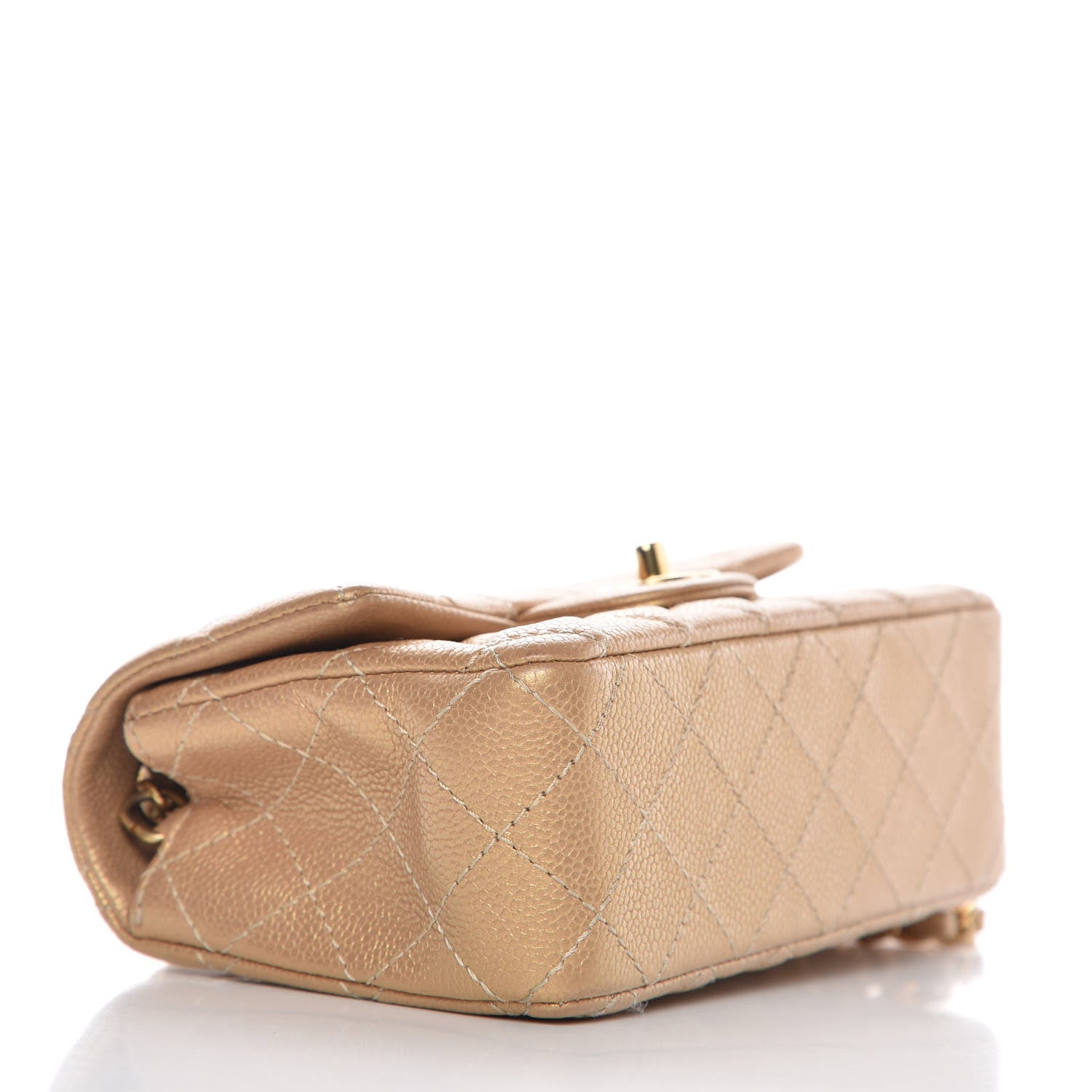 Chanel Pearly Caviar Quilted Mini Rectangular Flap Gold 4 of 7