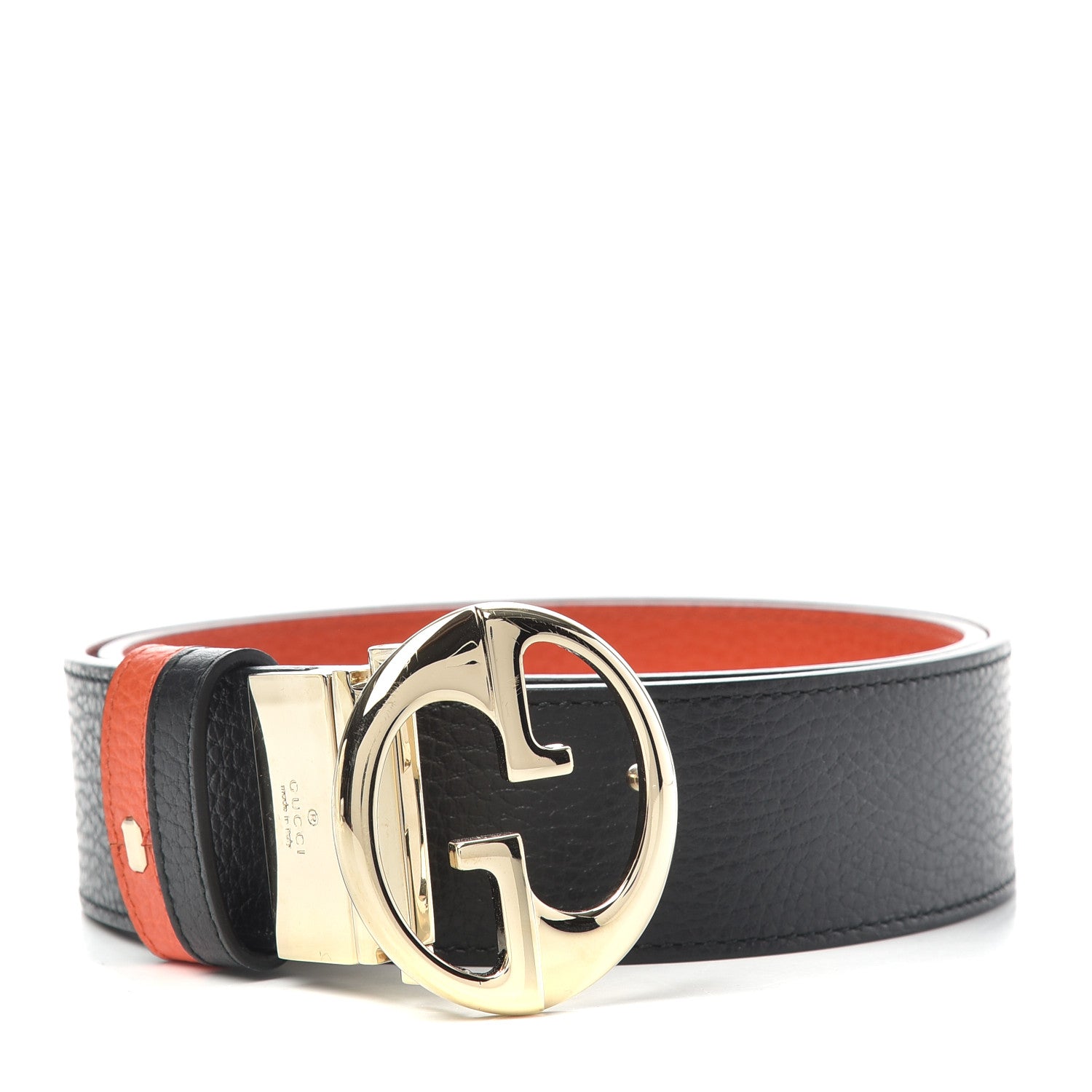Gucci Calfskin 1973 Reversible Belt 85 34 Orange Black 1 of 7
