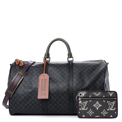 Louis Vuitton Monogram Eclipse Patchwork Keepall Bandouliere 50 1 of 12