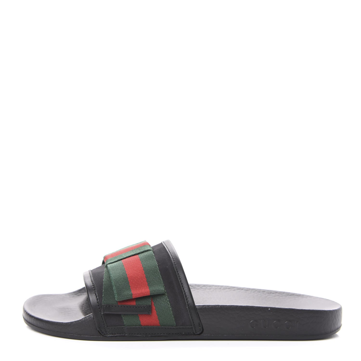 Gucci Satin Web Bow Slide Sandals 41 Black 1 of 9