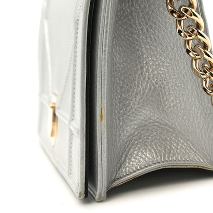 Christian Dior Metallic Grained Calfskin Diorama Wallet on Chain Pouch Silver 11 of 13