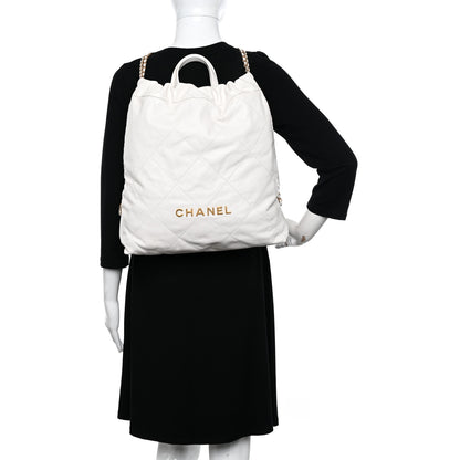 Chanel Shiny Calfskin Quilted Chanel 22 Backpack White 2 of 10