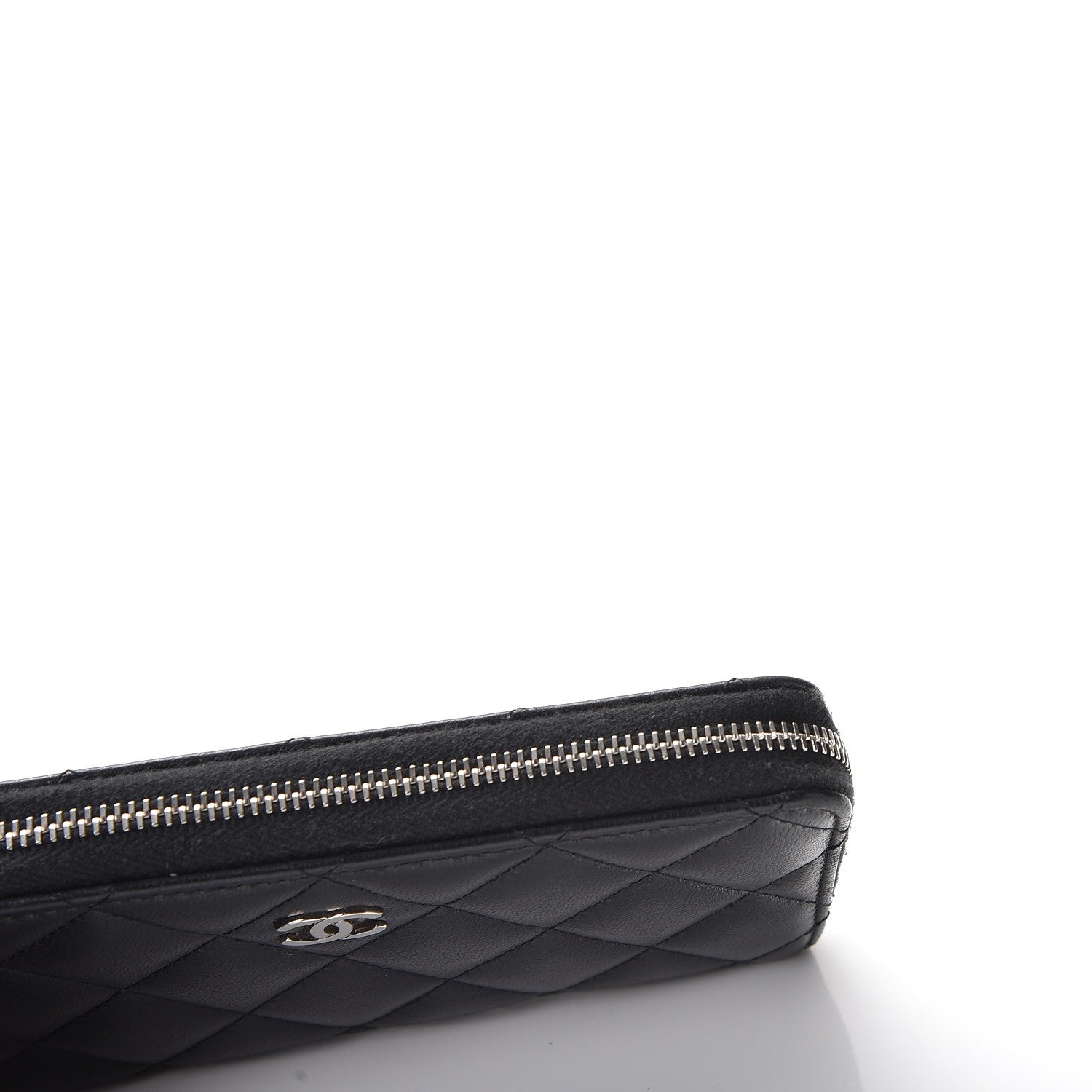 Chanel Lambskin Quilted Large Gusset Zip Around Wallet Black 10 of 12