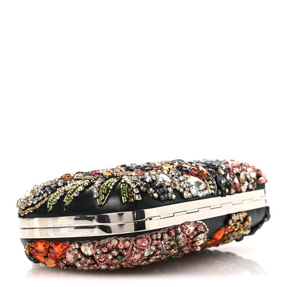 Alexander McQueen Nappa Crystal Embroidered Hieronymus Skull Knuckle Box Clutch Black Multicolor 3 of 10