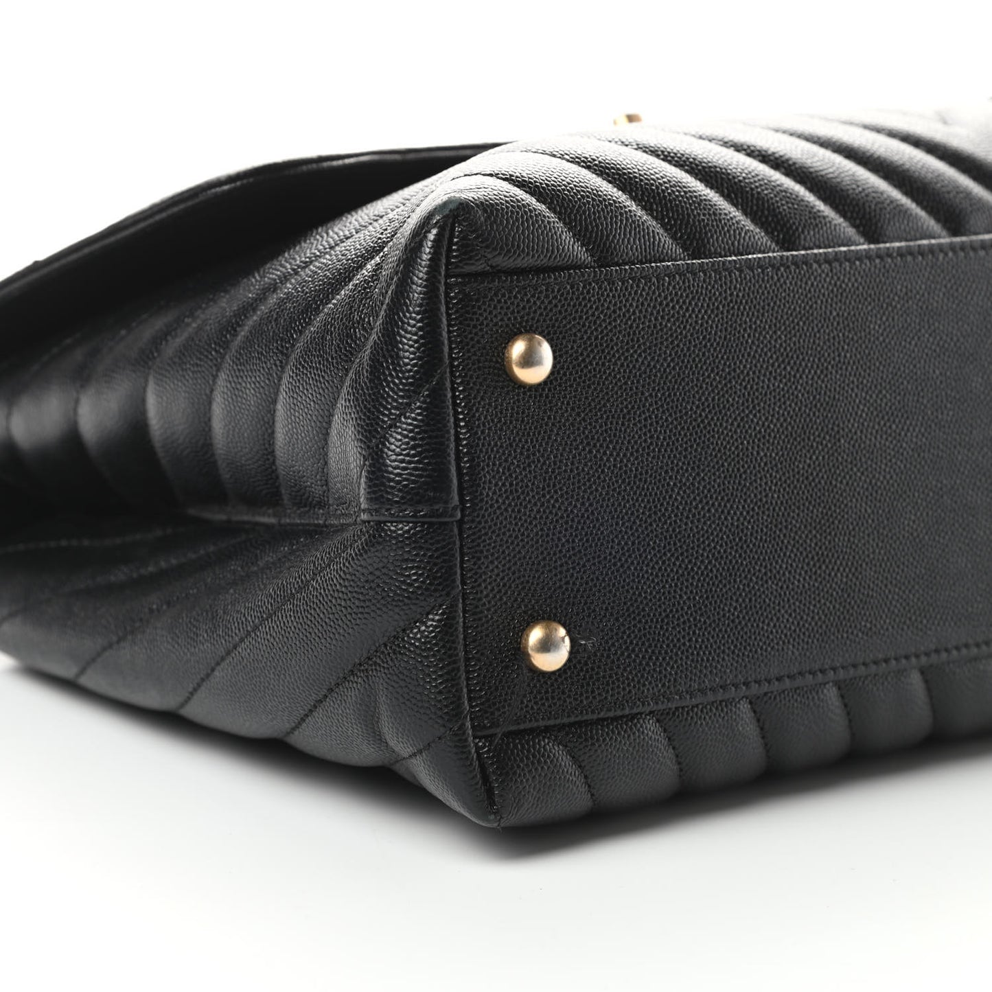 Caviar Chevron Quilted Medium Coco Handle Flap Black