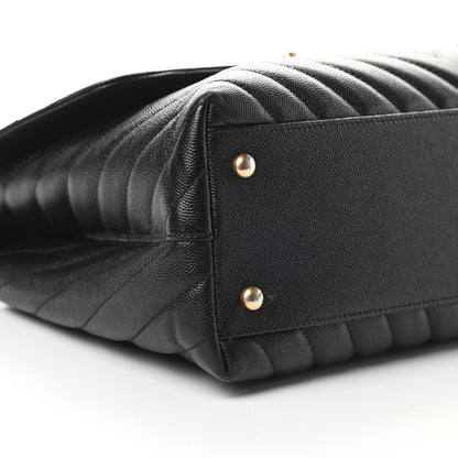 Chanel Caviar Chevron Quilted Medium Coco Handle Flap Black 9 of 16