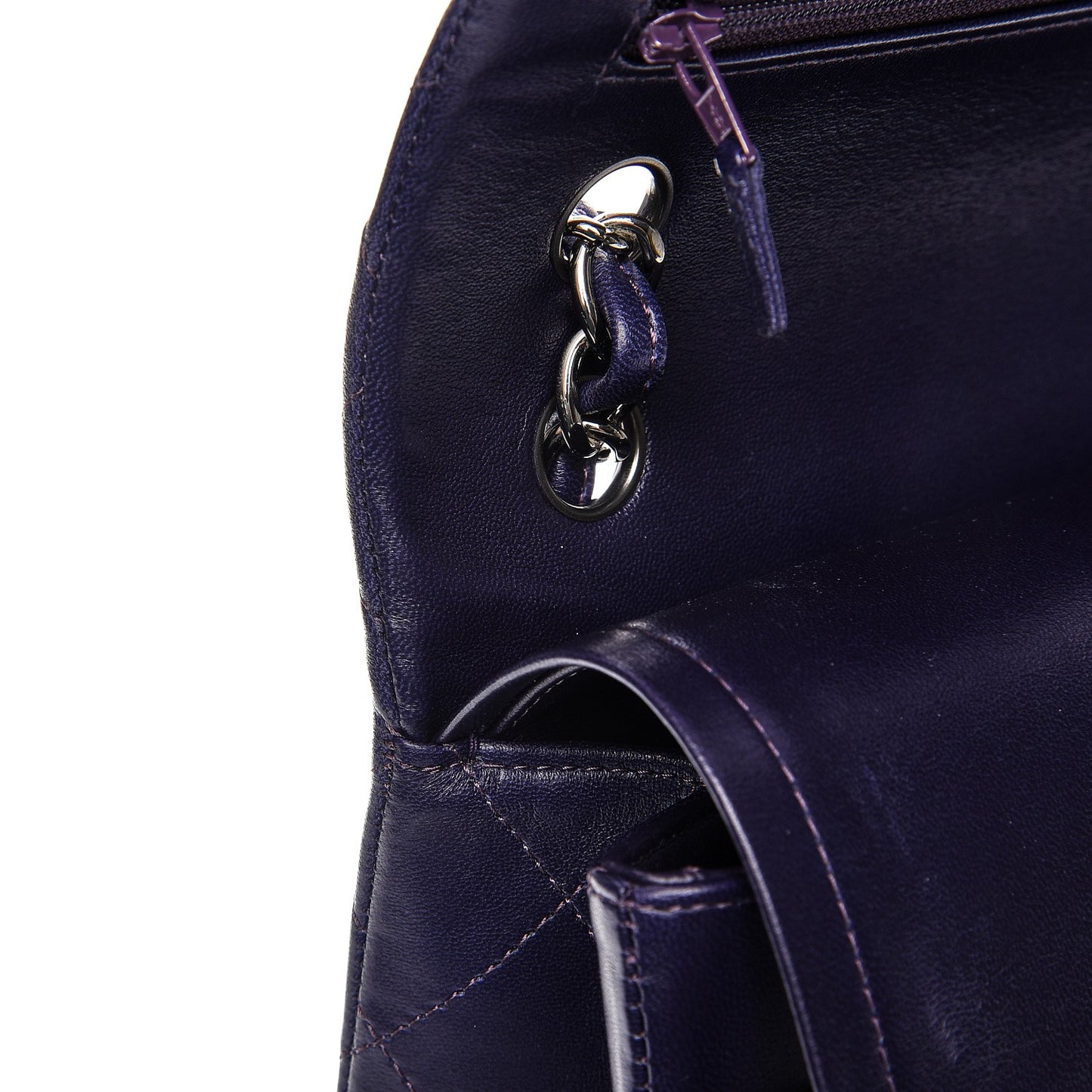 Lambskin Quilted Jumbo Double Flap Dark Purple
