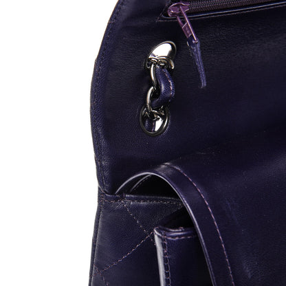Chanel Lambskin Quilted Jumbo Double Flap Dark Purple 10 of 11