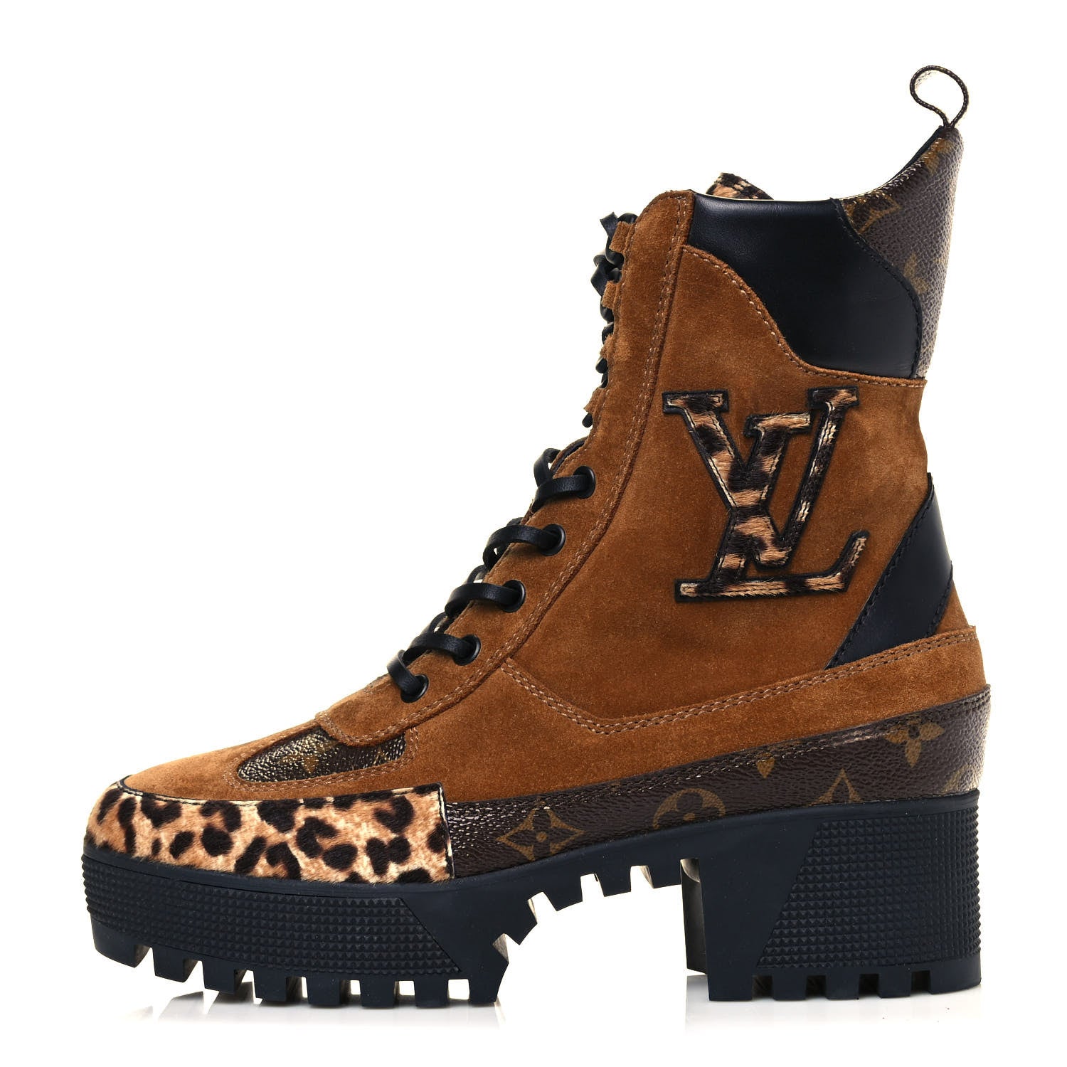Louis Vuitton Suede Calfskin Monogram Laureate Platform Desert Boots 37.5 Cognac 1 of 5