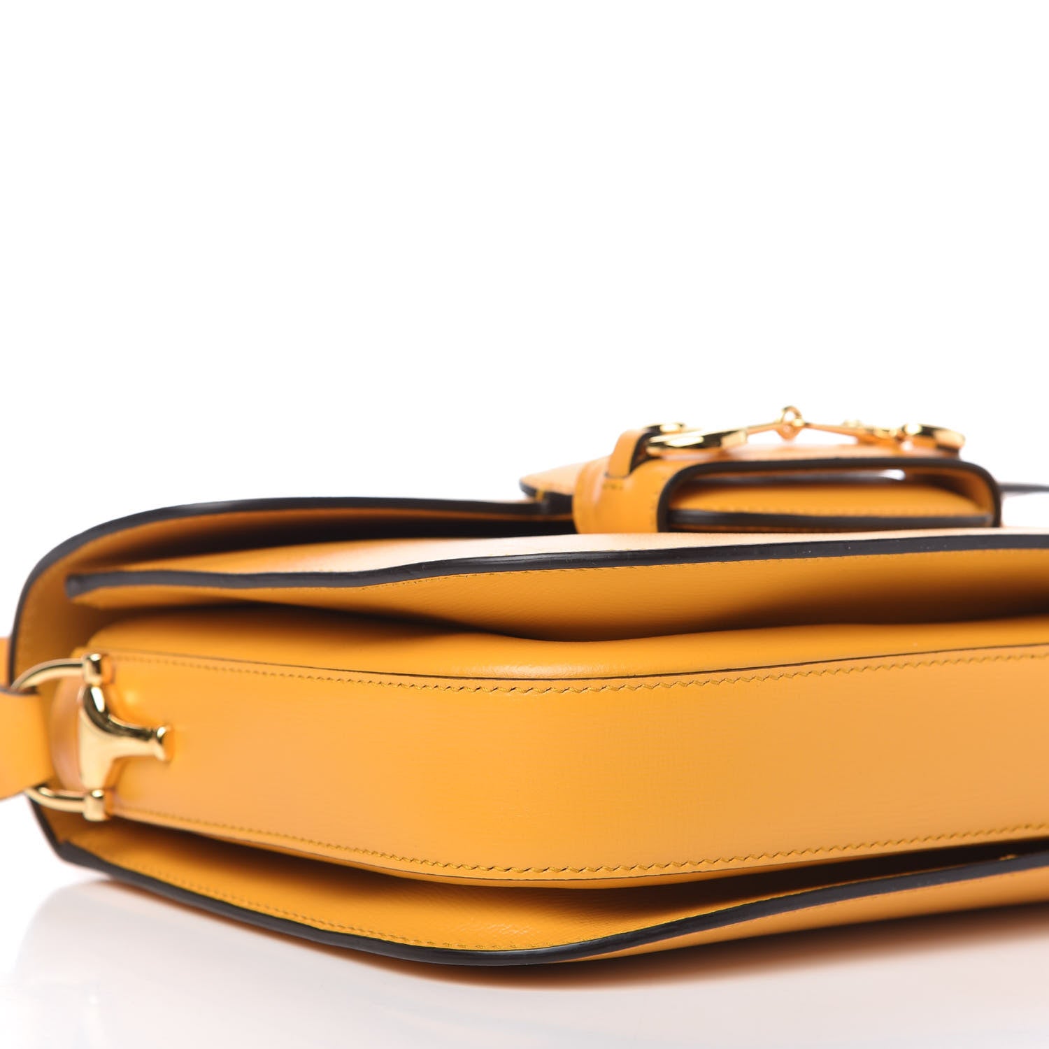Gucci Textured Calfskin Horsebit 1955 Shoulder Bag Yellow 6 of 10