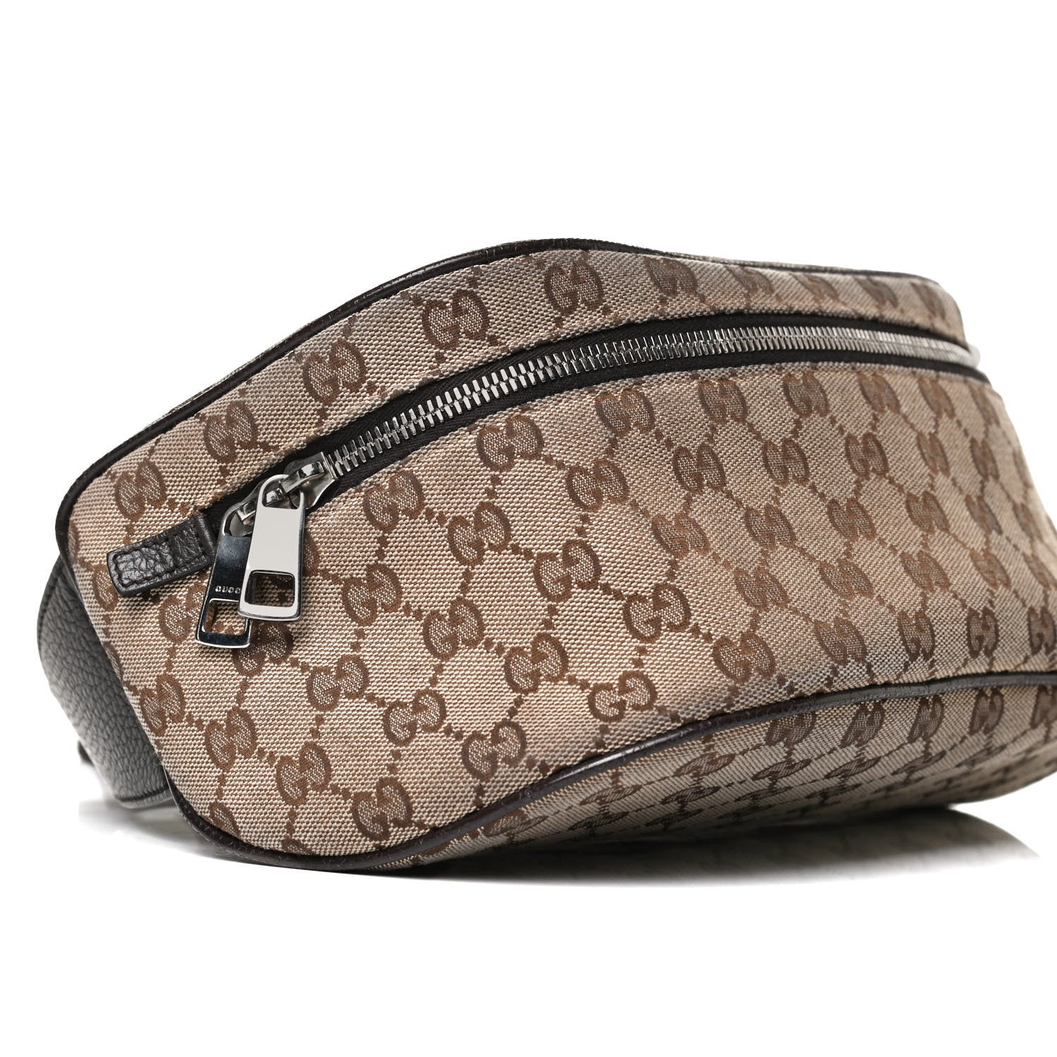 Gucci Monogram Dollar Calfskin Waist Pouch Beige Ebony Testa di Moro Marrone Scuro 9 of 15