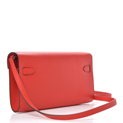 Hermes Epsom Verso Kelly Wallet To Go Rouge De Coeur Rose Extreme 3 of 9