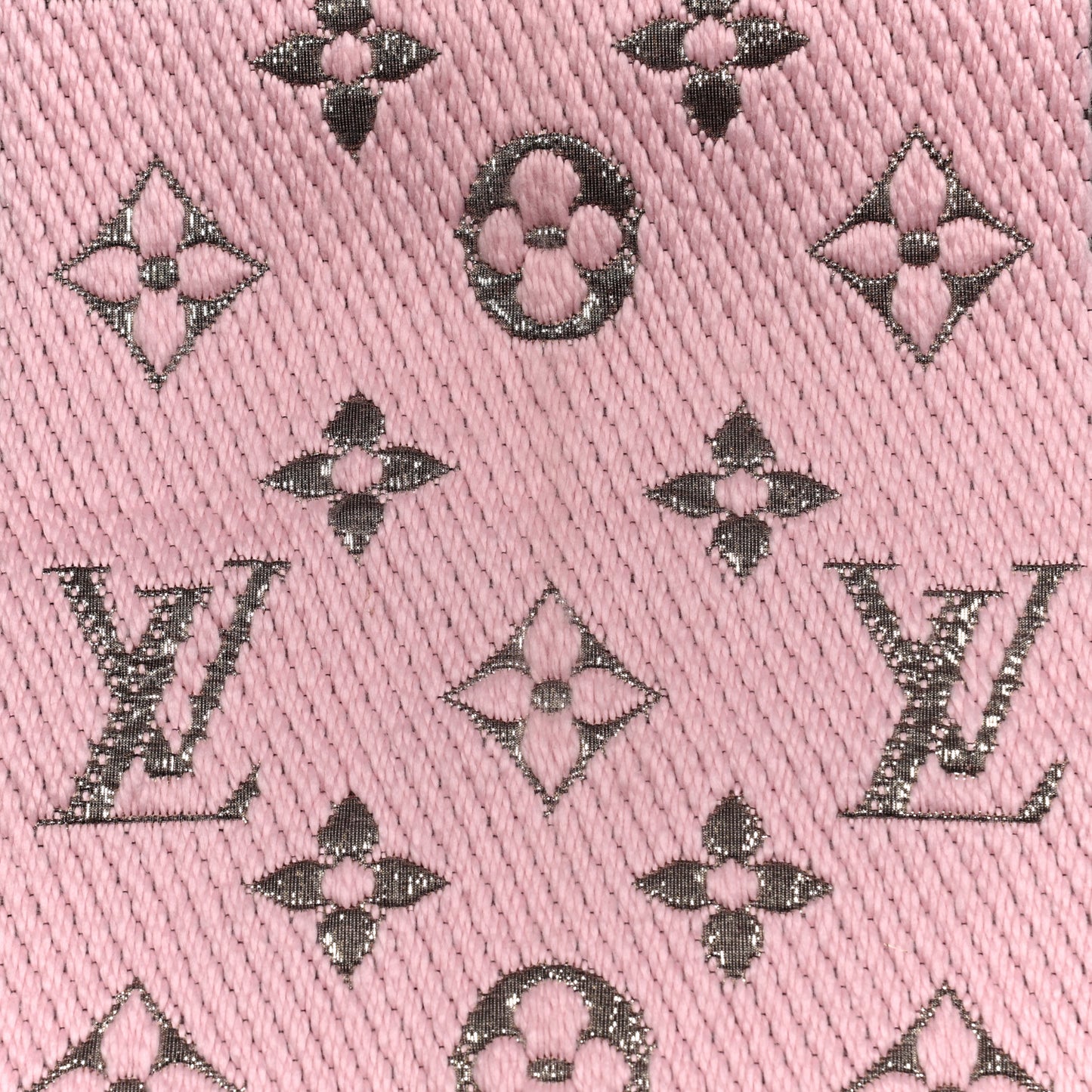 Wool Silk Logomania Shine Scarf Pink