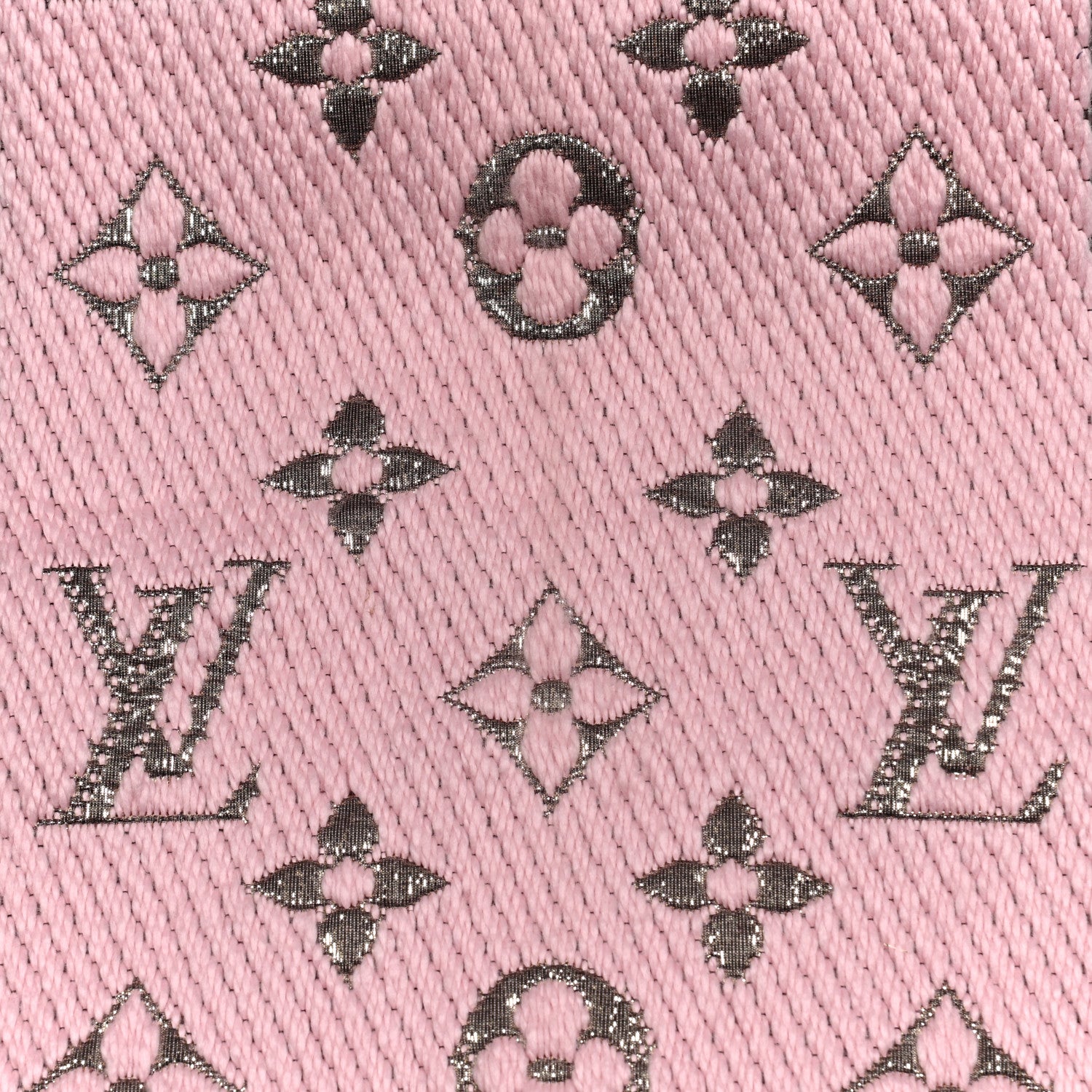 Louis Vuitton Wool Silk Logomania Shine Scarf Pink 4 of 4