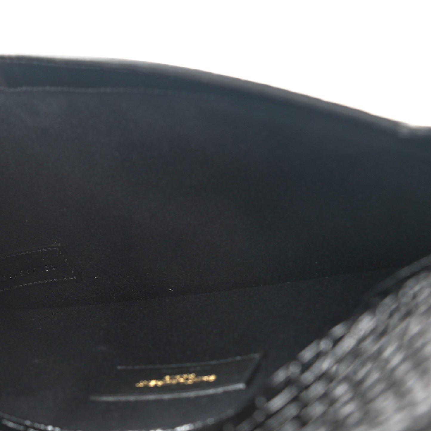 Calfskin Crocodile Embossed Uptown Monogram Pouch Black