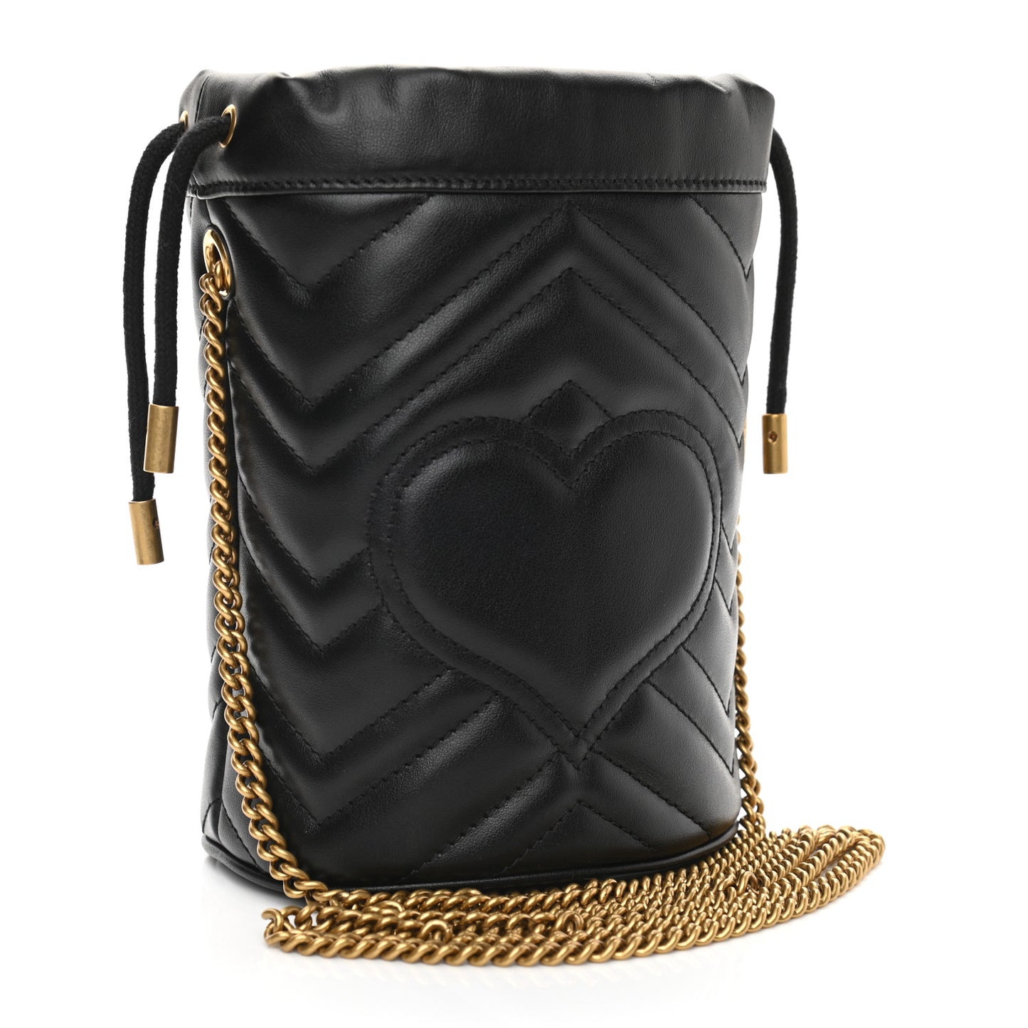 Calfskin Matelasse Mini GG Marmont 2.0 Bucket Bag Black