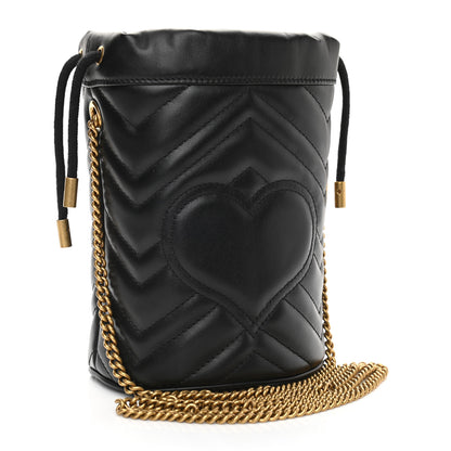 Gucci Calfskin Matelasse Mini GG Marmont 2.0 Bucket Bag Black 3 of 11