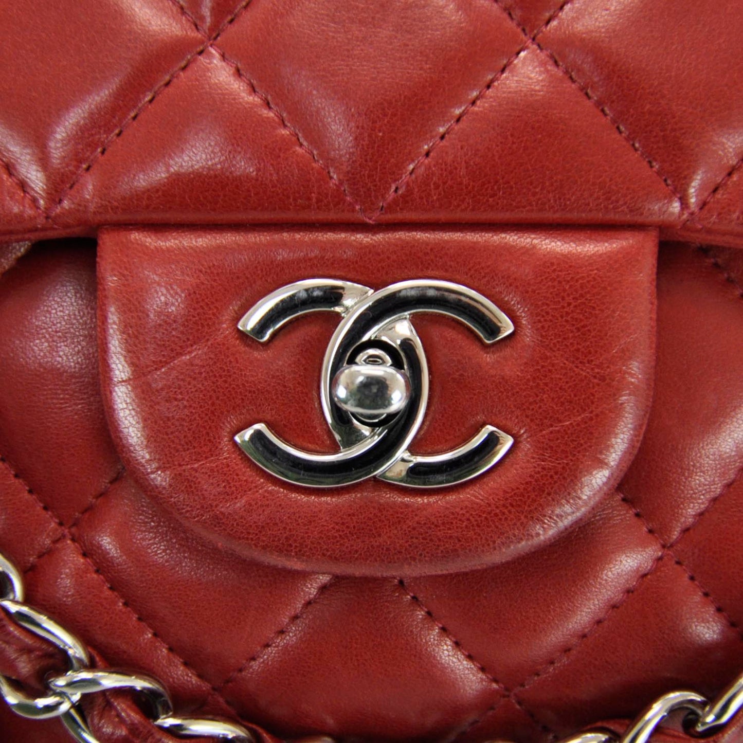 Lambskin Jumbo Single Flap Red