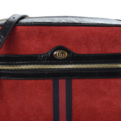 Gucci Suede Patent Web Small Ophidia Shoulder Bag Hibiscus Red Black 10 of 10