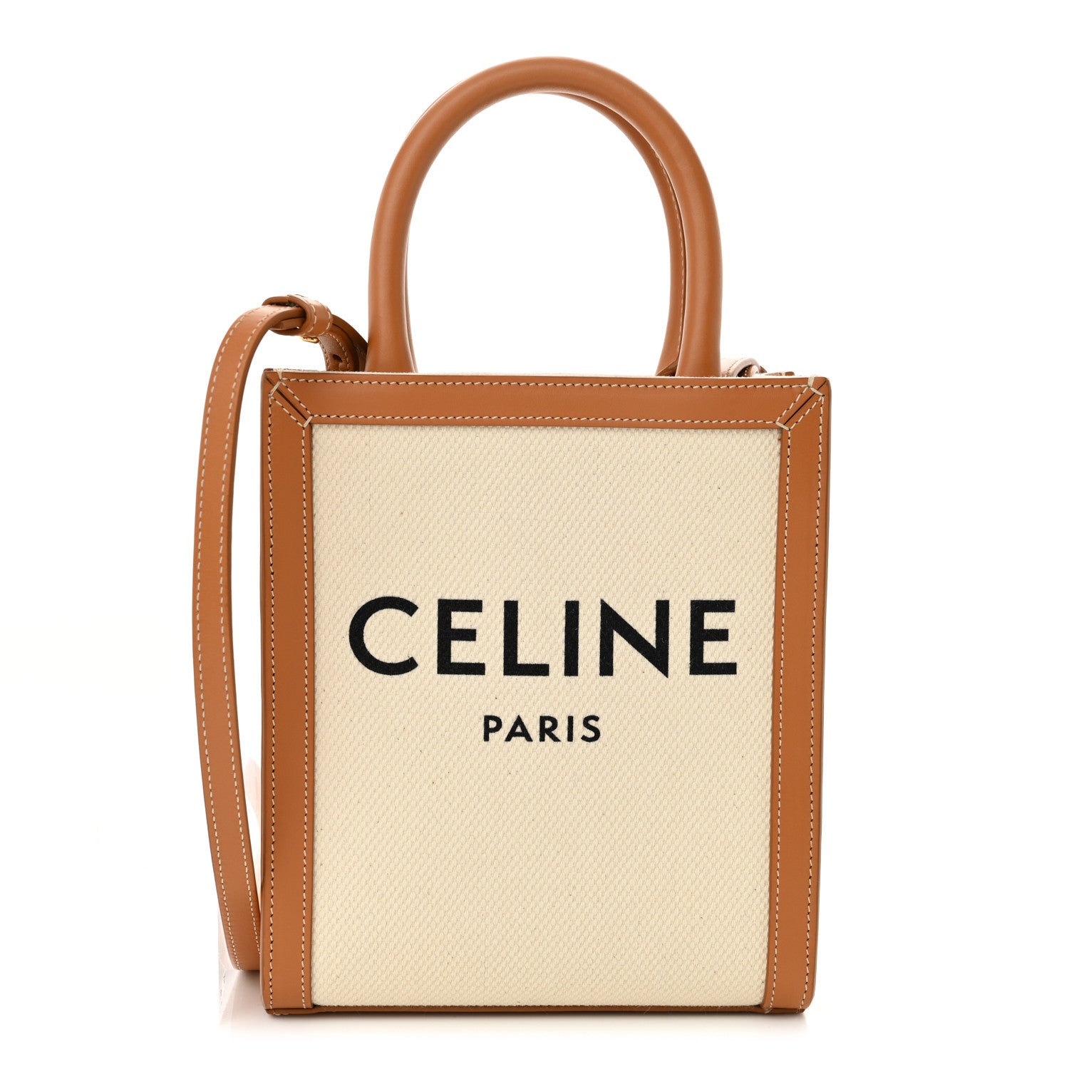 Celine Canvas Calfskin Mini Vertical Cabas Natural Tan 1 of 10