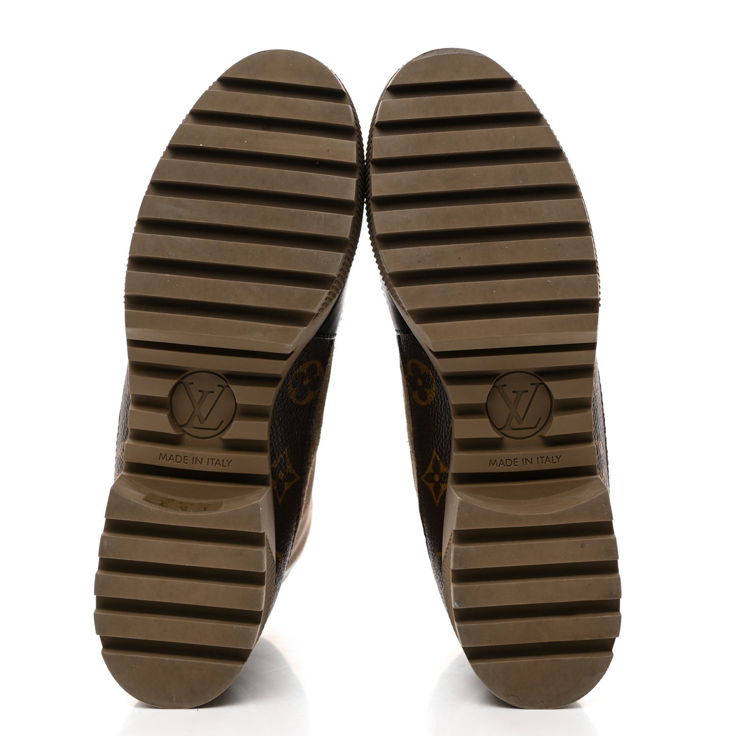 Suede Calfskin Monogram Laureate Platform Desert Boots 37.5 Taupe